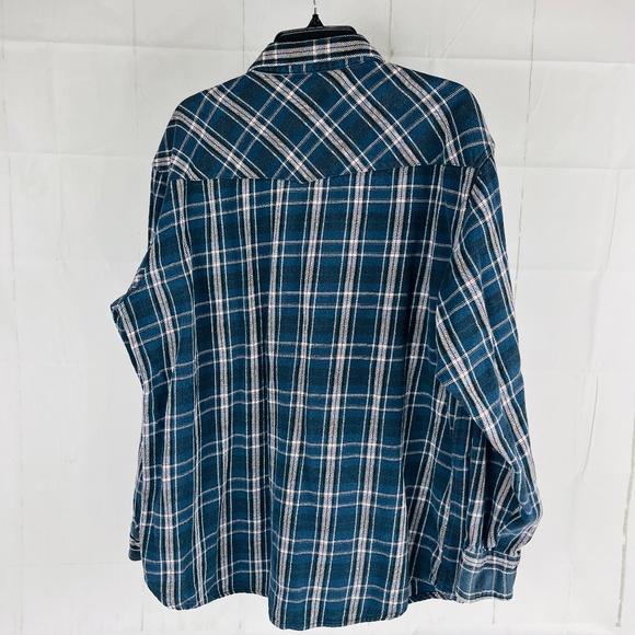 Vintage Sandy River Men's 2XLT Flannel Pearl Snap Shirt Western Heavyweight Blue - Picture 6 of 6